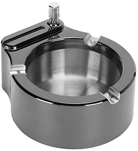 Ashtray Cigar Ashtray Stainless Steel Ashtray Ten Thousand Match Lighter Men Smokers Gifts Simple Stylish Indoor Outdoor Patio Home Office Use Blue Ice/Black/Gold(black)