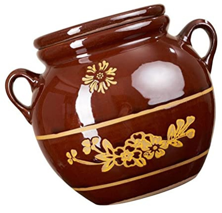Angoily Keramik Gärtopf Gurkentopf mit Deckel Wasserrinne Steingut Rumtopf Sauerkrauttopf Gurken Einlegetopf Schmalztopf Keramiktopf Tontopf Mehrzwecktopf Aufbewahrungsbehälter