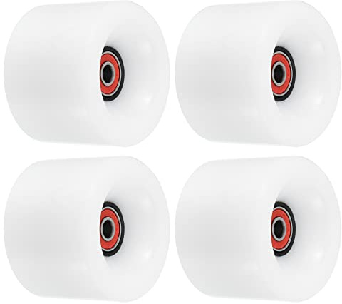 PATIKIL 70mm 78A Longboard Wheels with Red ABEC-9 Bearings, 4 Pack Soft Cruiser Wheels Street Wheels for Skateboards Skateboard Wheel PU, White
