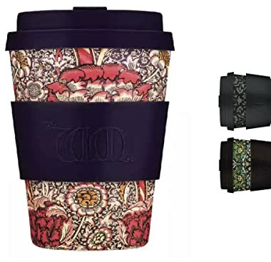 12oz 350ml William Morris Reusable Eco-Friendly 100% Plant Based Coffee Cup - Melamine Free & Biodegradable Dishwasher/Microwave Safe Travel Mug, Wandle
