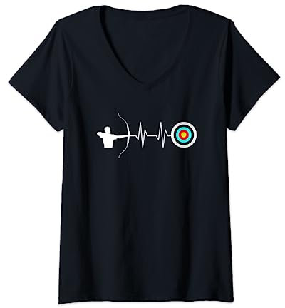 Damen Sportbogen & Pfeil auf eine Schießscheibe für Bogensport T-Shirt mit V-Ausschnitt