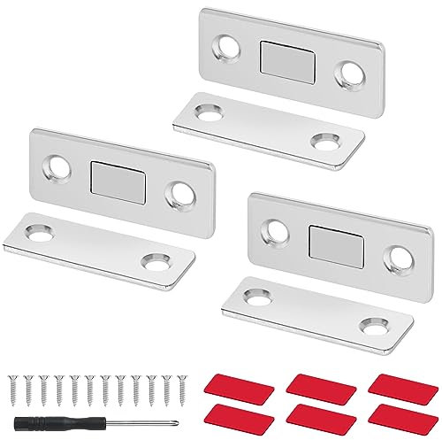 Ainiv 3 Stück Ultra Dünn Türmagnete Selbstklebend, Magnetschnäpper Magnete für Schranktüren Möbel Schrankmagnete Stark Schrank Magnete Magnetverschluss Schubladen Magnet Türschließer Möbelmagnete