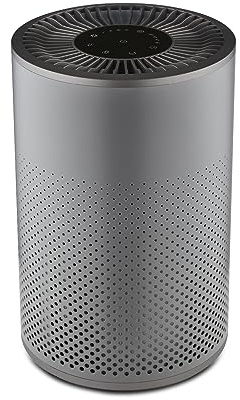 TOWER T673000 Desktop Air Purifier, Powerful HEPA 13 Filter with Multicolour Mood Lighting, Slate Grey and Titanium