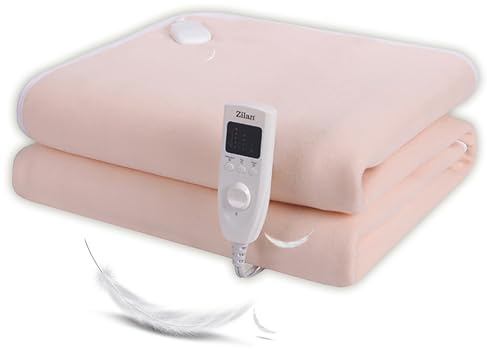 Zilan Elektrisk uppvärmningsfilt med automatisk avstängning 150 x 80 cm | 5 temperaturnivåer | 10 h timer | tvättbar vid 30° | fjärrkontroll | värmefilt | elektrisk värmeundersäng | värmeundersäng