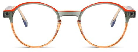 AOOLIA Lesebrille Damen, Federscharniere Blaulichtfilter Schlank Lesen Gläser, Ultraklare Sicht Männer Frauen Lesebrille Lesehilfe (Orange, 2.75, x)
