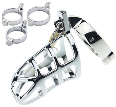 Cage de Chasteté Masculine, Jouet Sexuel Masculin, Cage à Bite avec Trois Anneaux Amovibles de Tailles Différentes, Dispositif de Chasteté pour L'exercice Du Pénis Masculin