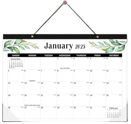 Wand-Monatskalender 2025, großer Monatsplaner mit Monatsansicht, Wand-Monatsplaner mit hängenden Schnüren für Zuhause, Wohnzimmer, Eingangshalle