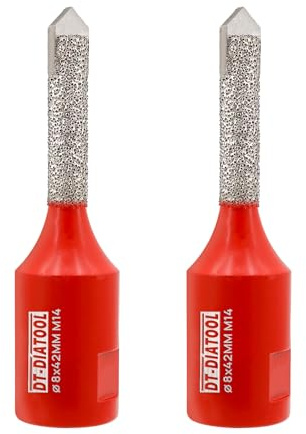 DT-DIATOOL Fraise à mortier diamantée - 8mm*42mm *2 avec filetage M14 Tête en carbure de tungstène pour l'enlèvement de mortier de joint de maçonnerie, pierre, béton