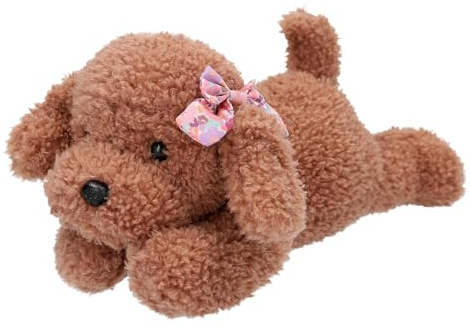 Depesche 13173 TOPModel Floral - Kuscheltier Hund mit gelocktem Fell in Braun, ca. 24 cm großes Plüschtier mit Schleife
