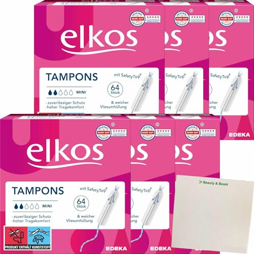 usy Bundle für elkos Tampons Mini 6er Pack (6x64 Stück Packung) + usy Block