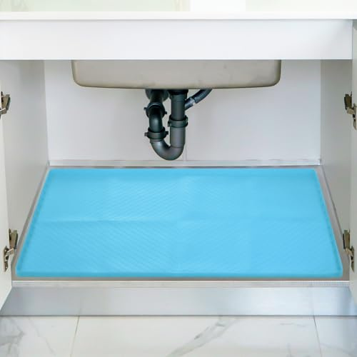 sourcing map Tapete impermeable para debajo del fregadero para cocina, 34 x 22 pulgadas, silicona para debajo del fregadero, tapete organizador para cocina, baño, gabinete de alimentación de mascotas,