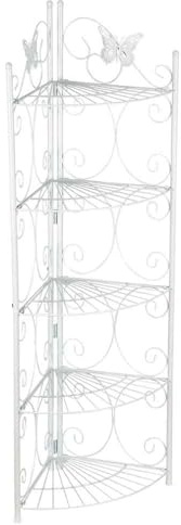 Easylife Butterfly Corner Shelf Unit, 5-Tier Corner Shelving Unit, Iron White Corner Shelves, Each Shelf Supports up to 10kg, Bathroom and Living Room Corner Unit, H118xW30xD30cm - Fully Guaranteed