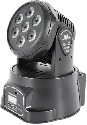 Moving Heads, Effektstrahler Mini Moving Head Beam Bühnenlicht, Bühnenbeleuchtung 7 LED RGBW Disco Partylicht mit Fernbedienung, für Hochzeiten, Bankette, Bars, Konzerte, Tanzsäle, KTV, 19*19*17cm