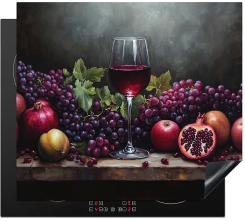 KitchenYeah© Induction Hob Cover Protector Mat Kitchen Universal Ceramic | 20.1x23.2 / 59x51 cm - Covers for Electric Cookers Vinyl Wine - Fruit - Still Life
