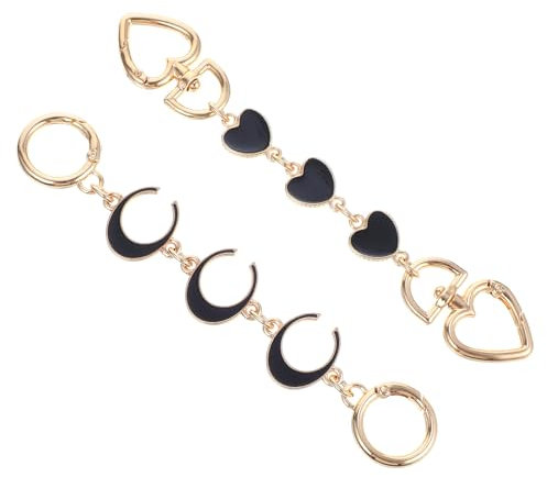 Tyqour 2 Stück Taschen Verlängerungsketten Herzform Taschenverlängerung Taschenkette Metall 15cm/14.5cm Verlängerungskette Tasche mit Karabinerhaken für Taschenriemen Ersatzzubehör