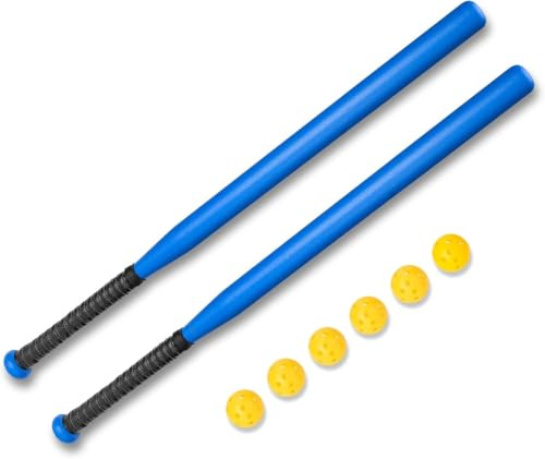 Hikeen Baseball Bat Set Include 2 Plastic Baseball Bat 32 Inch & 6 Plastic Balls Indoor Outdoor for Baseball Softball Batting Practice Youth Adult