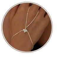 Dochais Armband Damen Silber Gold,14K Weißgold/Gold beschichtet, Zarte Handgelenk-Finger-Kette, Trendiger Ring Armreif, Charmes Stapelbarer Adjustierbarer Armbänder Geschenk für Frauen Mädchen SetF