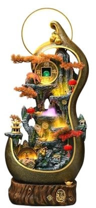 yixinzi-2024 Fuente de pie Rocalla de Calabaza Creativa, Fuente de Agua circulante, Adorno for atraer Riqueza, decoración de Paisaje acuático de Piso a Techo Fuente Independiente