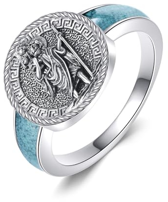 URONE ring of Heliga Christophorus 925 sterling silver sigillring med ärängeln Christophorus religiösa smycken gåva för kvinnor och män #8
