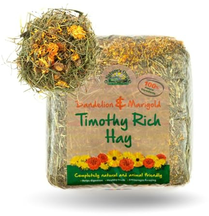 Nature's Own Timothy Hay With Added Dandelions & Marigolds Animal Pet Natural Feed - For Rabbit Guinea Pig Chinchilla Hamster & Small Animals - 1 x 1kg