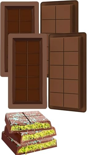 PIQIUQIU 4 moldes de chocolate de silicona para bombones y postres, aptos para lavavajillas, horno