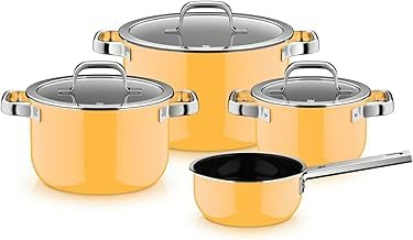 WMF Fusiontec Mineral Pro 0519085290 4-Piece Saucepan Set, Durable, Scratch-Resistant Material, Induction Cookers, Suitable for All Hob Types, Made in Germany, Mango Yellow