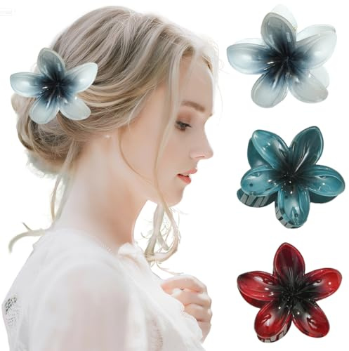 3Pz Fiore Mollettoni Capelli Donna, mollette a fiore, Antiscivolo Plastica Mollette Capelli per Donne e Ragazze con Acconciature Multiple per Capelli Corti Ricci Lisci Lunghi