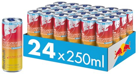 Red Bull Energy Drink Winter Edition Sugarfree - 24er Palette Dosen - Getränke mit Fuji-Apfel und Ingwer-Geschmack, EINWEG (24 x 250 ml)