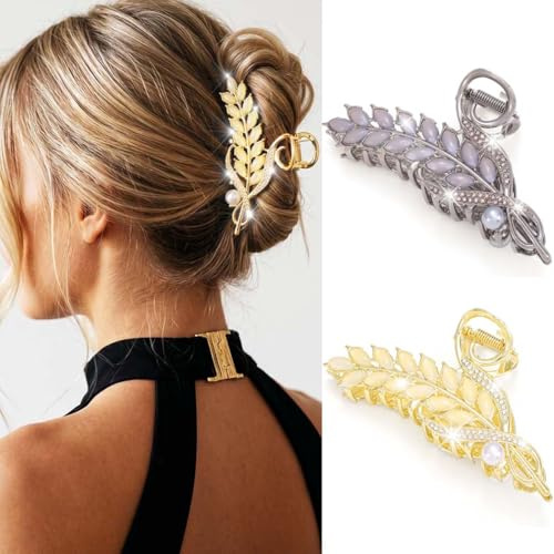 Reaky Pinces à cheveux en métal, feuille d'or, strass, accessoires capillaires pour femmes