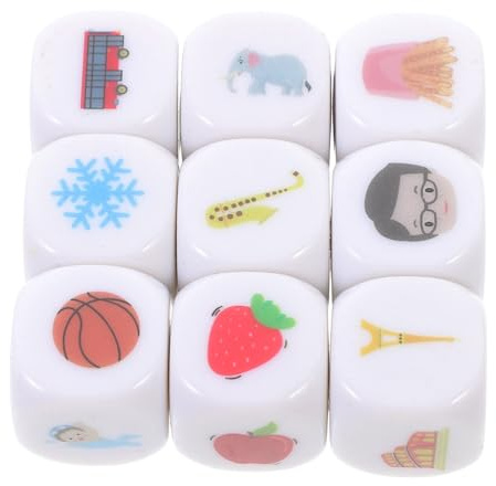 BESPORTBLE Dadi la Narrazione e Apprendimento Ragazzo Ragazza, Set da 9 Pezzi Colorati, Accessori Didattici Portatili per Sviluppo Creatività e Gioco Educativo Interno ed Esterno