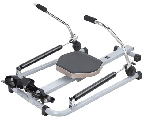 Rowing Machine, Hydraulic Rower with 110lbs Adjustable Resistance, Home Gym Rower with LCD Monitor, Compact Rowing Machine with Large Footrests, Indoor Full Body Cardio Trainer (Black)