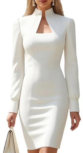Cffdviz Kvinnors sexiga tajta bodycon-blazerkappa långärmad aftonklänning med hög krage