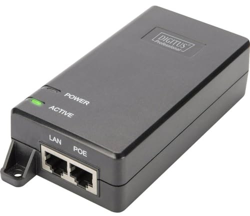 DIGITUS PoE+ Injektor - IEEE802.3at - Gigabit Ethernet - 30 Watt - max. 55 Volt - Stromversorgung Pin 4/5(+) & 7/8(-)
