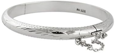FashionJunkie4Life Bracciale rigido in argento Sterling con catena per neonati o bambini piccoli, 40 month, Argento sterling
