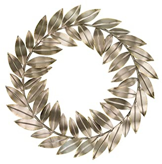 KunstLoft Wanddeko Metall | 100% HANDGEFERTIGT | 59x59x2,5cm | Wandbild Metall 'Siegeskranz' | Bäume | Gold | Wandskulptur | Metalldeko Wand Wohnzimmer