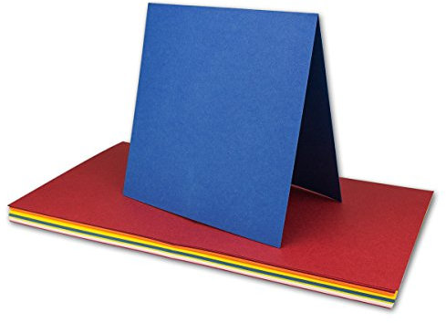 400x farbig gemischte Faltkarten - quadratisch - 15 x 15 cm - Farben-Mix - Verschiedene Ausführungen - GUSTAV NEUSER - Farbenfroh