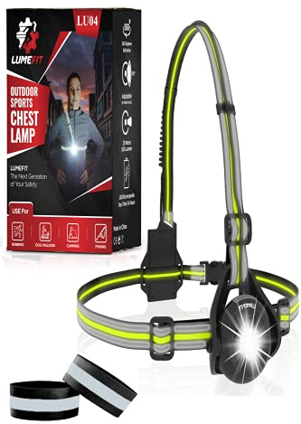 LUMEFIT Lampe Course à Pied - LED Sécurité Ultra Lumineuses et Bandes Réfléchissantes à 360° pour Jogging et Randonnée - Légère et Confortable - Batterie Longue Durée, Rechargeable Via USB