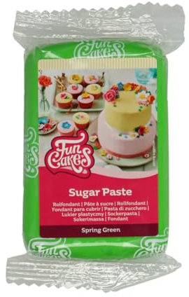 FunCakes Pasta di Zucchero Spring Green: facile da usare, liscia, flessibile, morbida e pieghevole, perfetta per decorare torte, halal, kosher e senza glutine. 250 gr