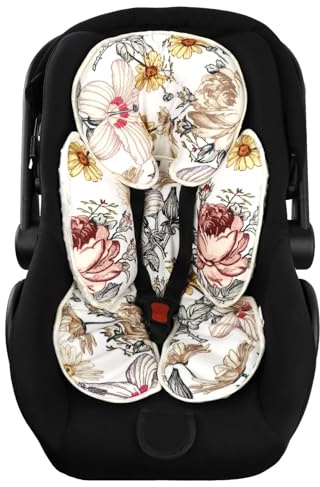HNHUAMING Floral Baby Car Seat Head and Body Support,2-in-1 Reversible CarSeat Insert,Soft Cushion for Carseat, Stroller, Swing, Bouncer, Vintage Flowers