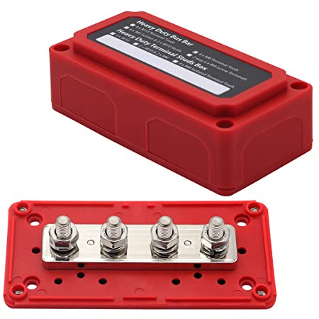 300A Sammelschiene 12V - 48V DC 4X M8 Busbar Geländewagen Messing Sammelschienenkasten Boot Camper Car Verteilerblock Rot