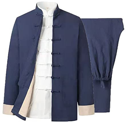 Conjunto de uniforme de Tai Chi de lino y algodón, traje de tang, ropa tradicional china para hombre, ropa de arte marcial, transpirable, manga larga, abrigo y pantalones, uniforme de Kung Fu, Zen