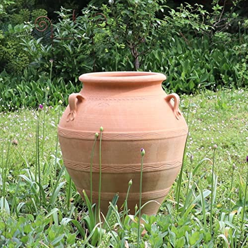 Palatina Werkstatt Terracotta Amphore Cassia groß 70cm - In 100% Handarbeit gefertigtes Unikat - Der ideale winterfeste Pflanzkübel für den Außen- & Innenbereich