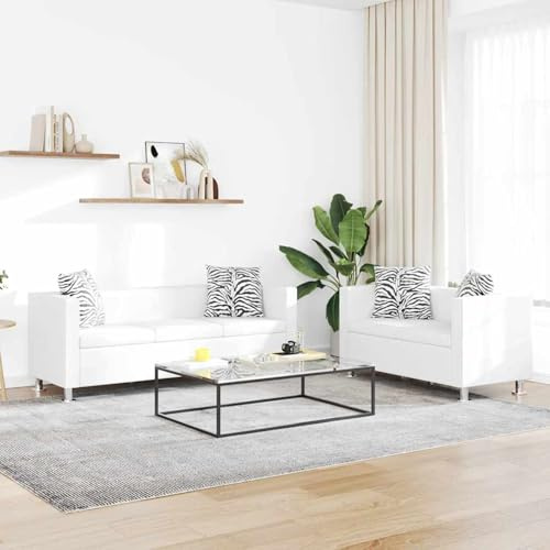 Keketa Divano a 3 posti + 2 posti divano lounge divano relax moderno multifunzionale per soggiorno camera da letto in ecopelle bianco