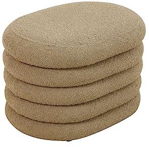 SVITA Blossom S Hocker mit Stauraum Sitzbank Sitztruhe Sitzhocker Aufbewahrungsbox Polsterbank bis 200 kg belastbar Ottomane Boucle-Bezug Hellbraun