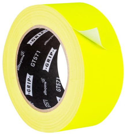 GRIP Eventbasics Gewebeklebeband NEON GT 571 – 50 mm x 25 m, neongelb | Neon Klebeband – Fluoreszierendes Panzertape – Gaffa Tape für Markierung & Befestigung – Wasserfest