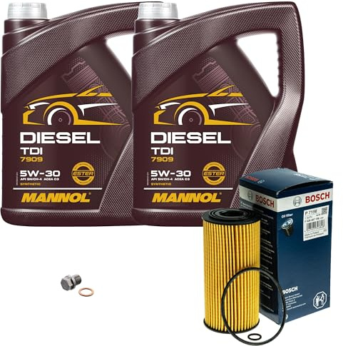 Inspektionspaket Wartungspaket Filterset mit 10 L Motoröl Diesel TDI 5W-30, Ölfilter, Verschlussschraube