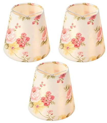 3pcs Kleine Kronleuchter Schirme, Blumenmuster Lampenschirm Clip Auf Lampenschirm Für Tischleuchter Stehleuchte, E14 Lampen Schirm Für Tischlampe Oder Stehlampe, Nachttisch Lampenschirm