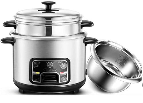 ZORZA Cuociriso a vapore, cuociriso antiaderente, recipiente di cottura in acciaio inossidabile, cuociriso multifunzionale per uso domestico, incluso cucchiaio e misurino,5L