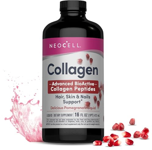 NeoCell Liquid Collagen, Skin, Hair, Nails and Joints Supplement, Includes Fruit Juice Concentrates and Green Tea Blend, Pomegranate, 16 oz., 1 Bottle