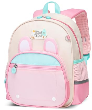 Amythe Sac a Dos Maternelle Fille, Cartable Fille Maternelle Léger et Imperméable, Sac école Maternelle Personnalisé Mignon pour tout-petits 2 ans - 6ans,Rose